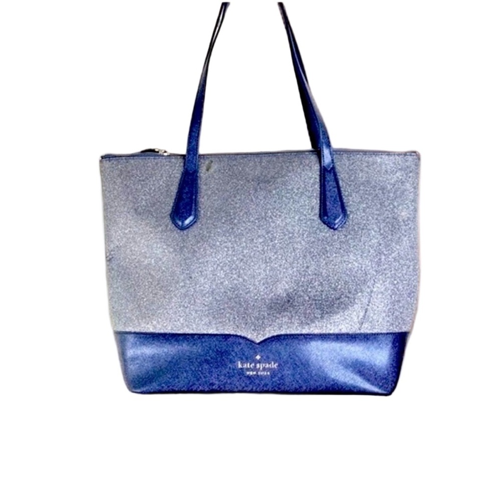 Kate Spade Lola Joely Glitter Tote Large Dusk Navy Shimmery Carryall - Picture 3 of 13